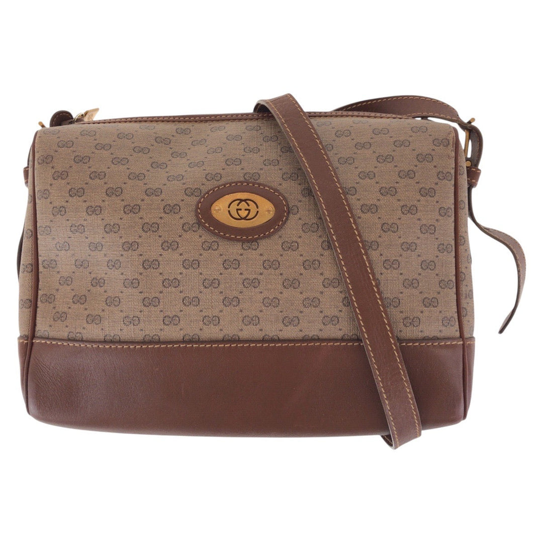 GUCCI Shoulder Bag 007 261 1148 GG Supreme canvas, leather Brown Gold Metal Shoulder Bag pochette Old Gucci Micro GG Women Used Authentic