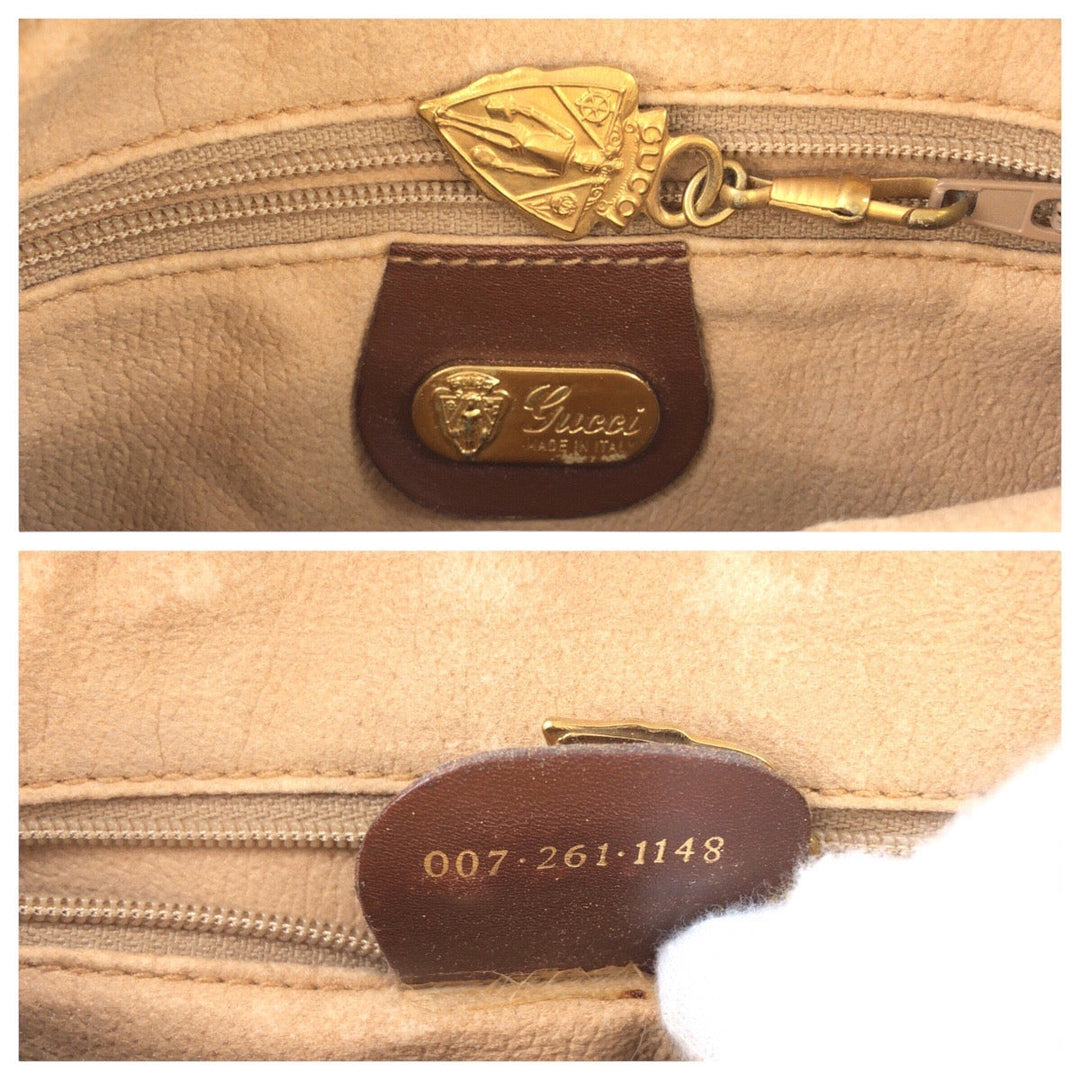 GUCCI Shoulder Bag 007 261 1148 GG Supreme canvas, leather Brown Gold Metal Shoulder Bag pochette Old Gucci Micro GG Women Used Authentic
