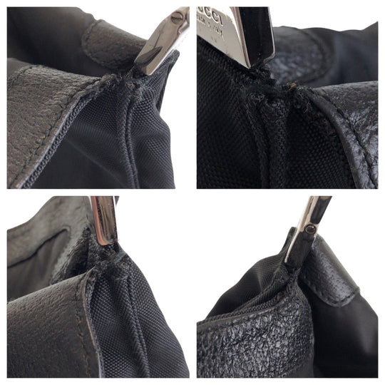 GUCCI Shoulder Bag 001 3355 Nylon Black SilverMetal One Shoulder Bag Jackie Women Used Authentic