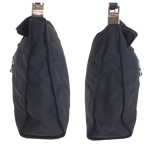 GUCCI Shoulder Bag 001 3355 Nylon Black SilverMetal One Shoulder Bag Jackie Women Used Authentic