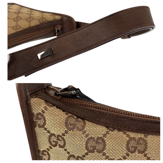 GUCCI Shoulder Bag 001 4206 GG canvas, leather Beige brown Women Used Authentic