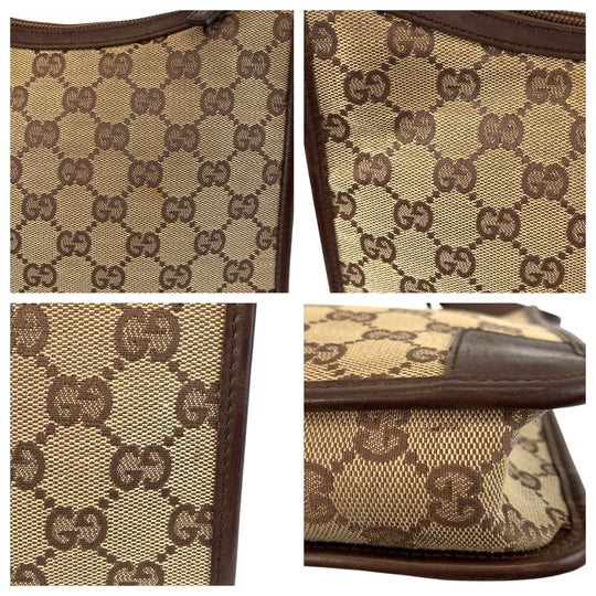 GUCCI Shoulder Bag 001 4206 GG canvas, leather Beige brown Women Used Authentic