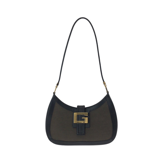 GUCCI Shoulder Bag 001 4141 cotton Brown Black Gold Metal Hobo One Shoulder Bag Hobo Women Used Authentic