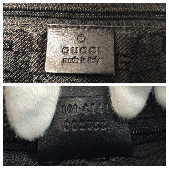 GUCCI Shoulder Bag 001 4141 cotton Brown Black Gold Metal Hobo One Shoulder Bag Hobo Women Used Authentic