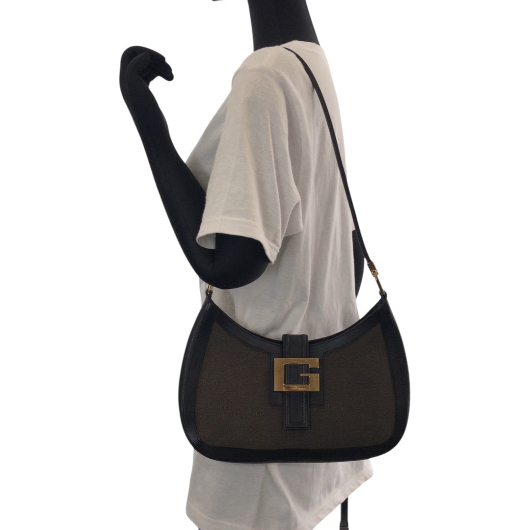 GUCCI Shoulder Bag 001 4141 cotton Brown Black Gold Metal Hobo One Shoulder Bag Hobo Women Used Authentic