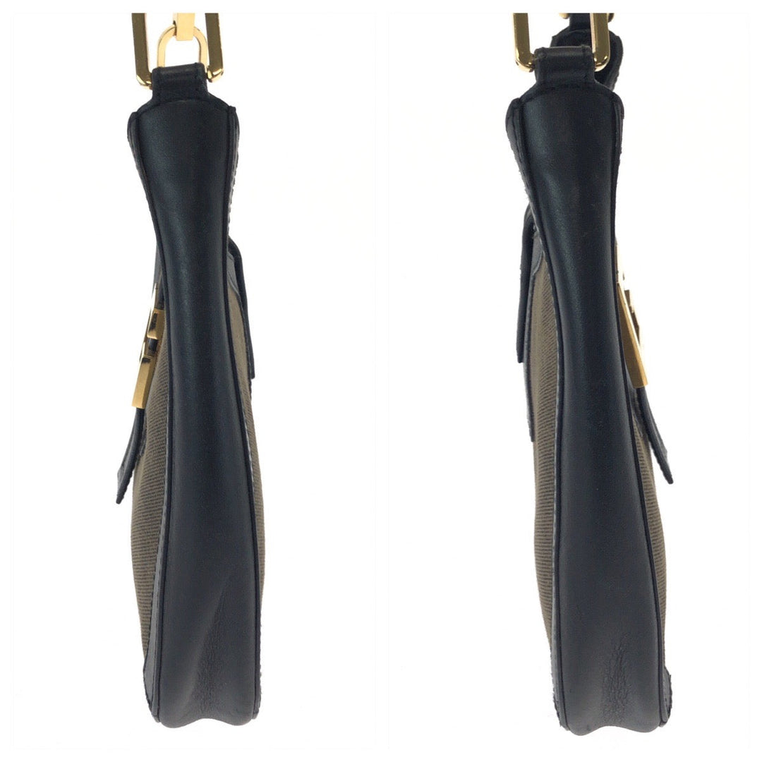 GUCCI Shoulder Bag 001 4141 cotton Brown Black Gold Metal Hobo One Shoulder Bag Hobo Women Used Authentic