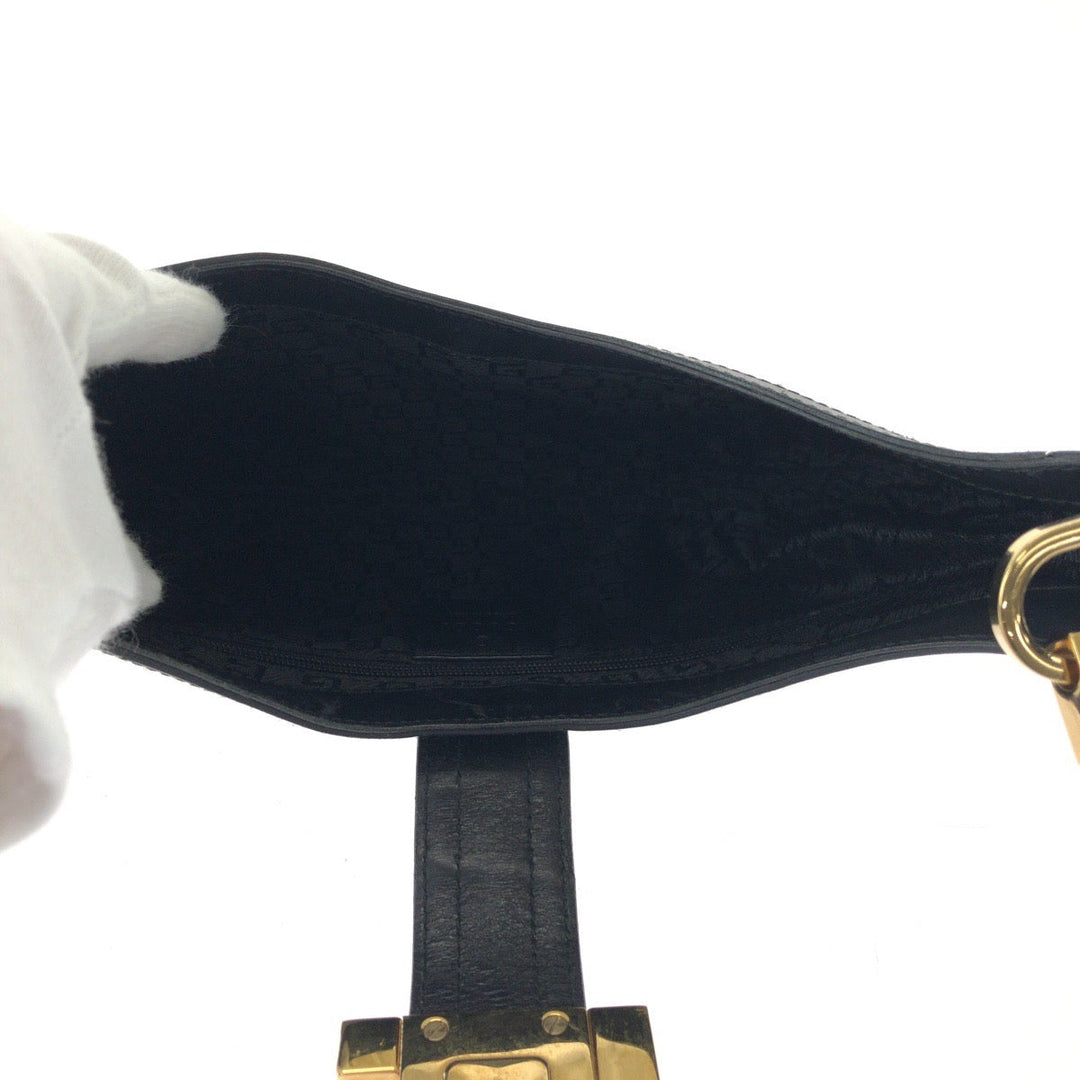 GUCCI Shoulder Bag 001 4141 cotton Brown Black Gold Metal Hobo One Shoulder Bag Hobo Women Used Authentic