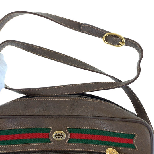 GUCCI Shoulder Bag 56 02 088 GG Supreme canvas, leather Brown Gold Metal Shoulder Bag pochette Old Gucci Shelly Line Women Used Authentic