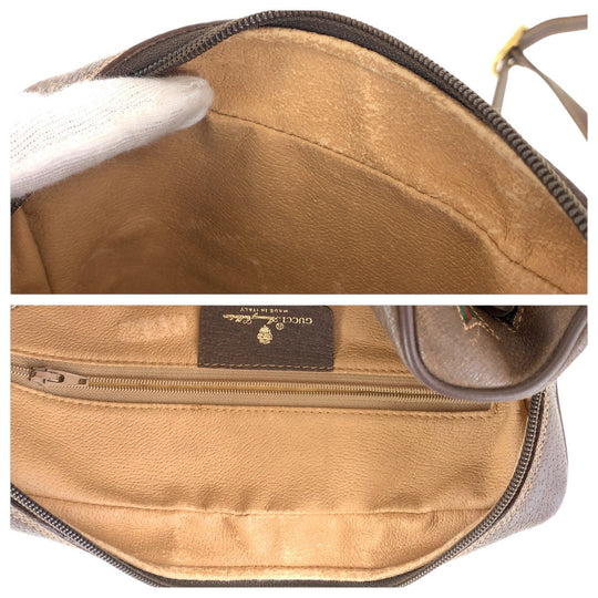 GUCCI Shoulder Bag 56 02 088 GG Supreme canvas, leather Brown Gold Metal Shoulder Bag pochette Old Gucci Shelly Line Women Used Authentic