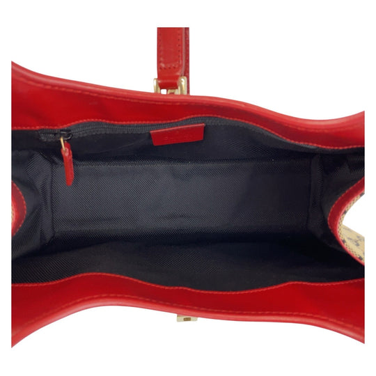 GUCCI Shoulder Bag 002 1068 GG canvas, leather Red Beige Gold Metal Hobo Shoulder Bag Handbag Jackie Women Used Authentic