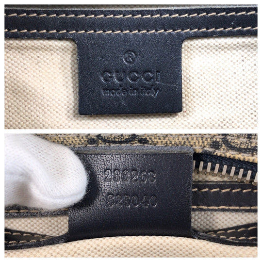 GUCCI Shoulder Bag 233268 GG Supreme canvas, leather Gray Navy SilverMetal Shoulder Bag pochette Women Used Authentic