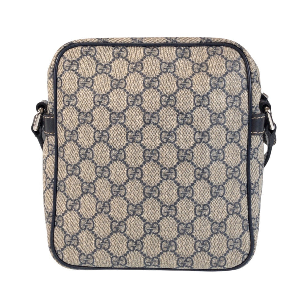 GUCCI Shoulder Bag 233268 GG Supreme canvas, leather Gray Navy SilverMetal Shoulder Bag pochette Women Used Authentic