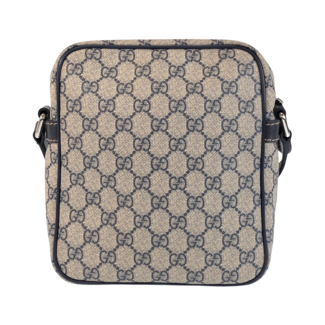 GUCCI Shoulder Bag 233268 GG Supreme canvas, leather Gray Navy SilverMetal Shoulder Bag pochette Women Used Authentic