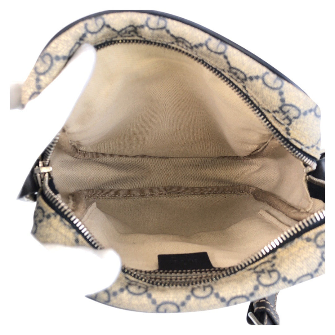 GUCCI Shoulder Bag 233268 GG Supreme canvas, leather Gray Navy SilverMetal Shoulder Bag pochette Women Used Authentic