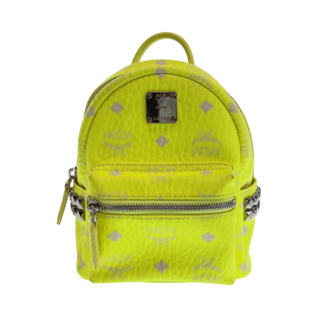 MCM Backpack leather Yellow Neon Color Backpack Backpack Visest Women Used Authentic