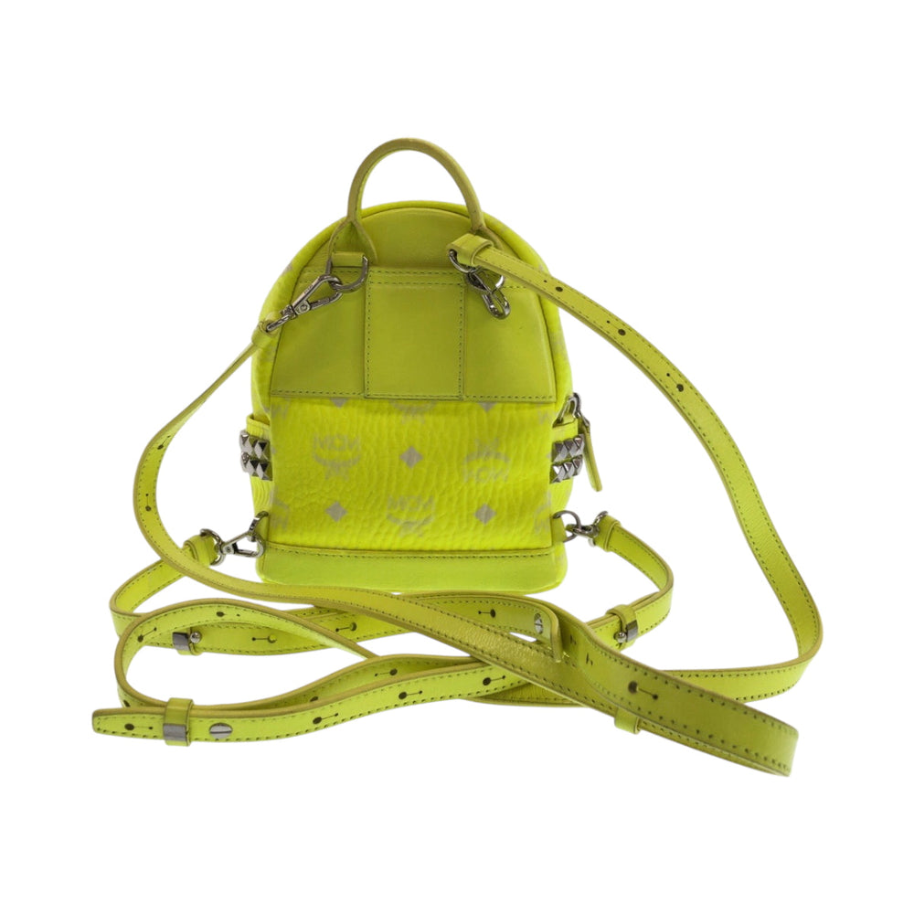 MCM Backpack leather Yellow Neon Color Backpack Backpack Visest Women Used Authentic