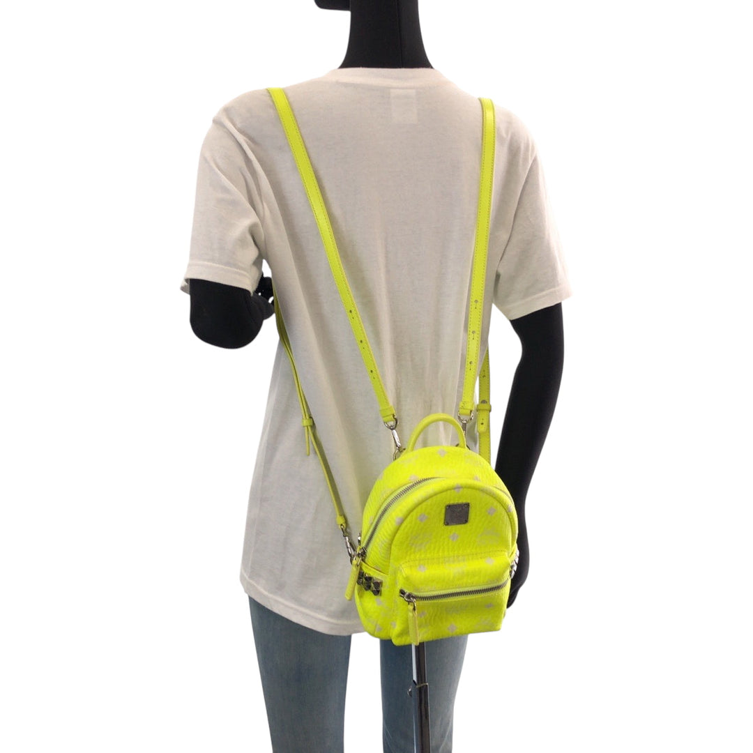 MCM Backpack leather Yellow Neon Color Backpack Backpack Visest Women Used Authentic