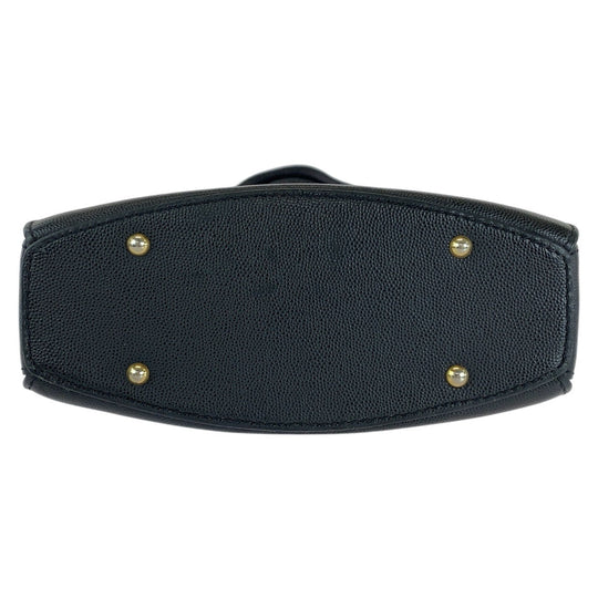 CELINE Tote Bag leather Black GoldMetal Tote Bag handbag Women Used Authentic