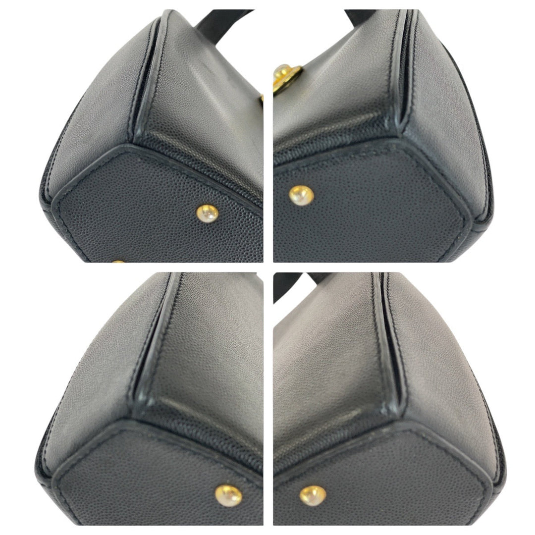 CELINE Tote Bag leather Black GoldMetal Tote Bag handbag Women Used Authentic