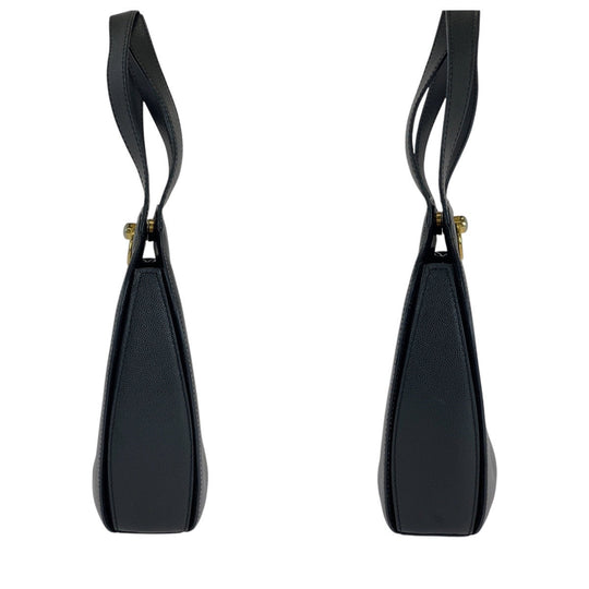 CELINE Tote Bag leather Black GoldMetal Tote Bag handbag Women Used Authentic