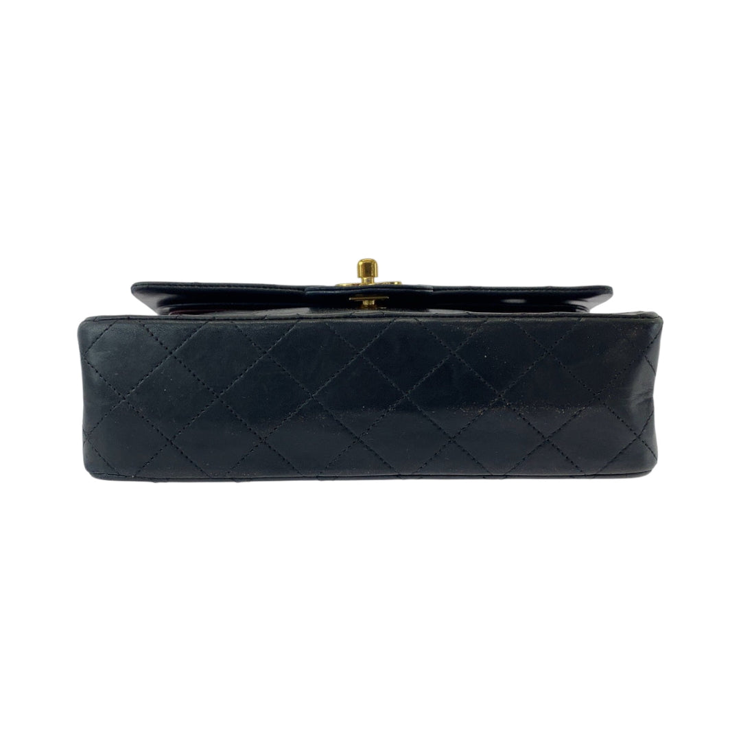 CHANEL Shoulder Bag lambskin Black GoldMetal ChainShoulder Bag Mattasse double flap COCO Mark Turnlock Women Used Authentic