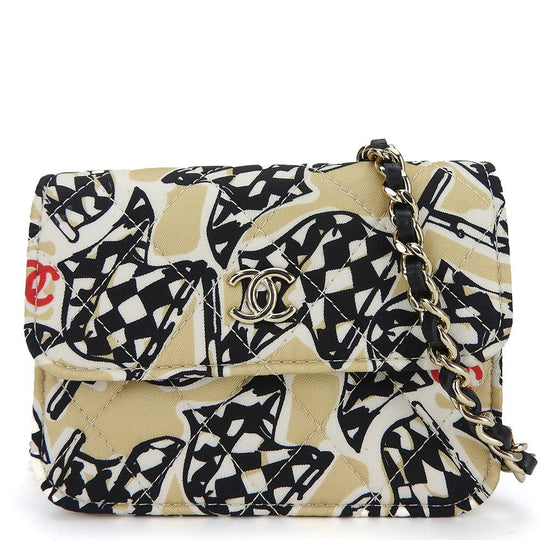 CHANEL Shoulder Bag Canvas, Leather beige Mini-minimatrasse Women Used Authentic