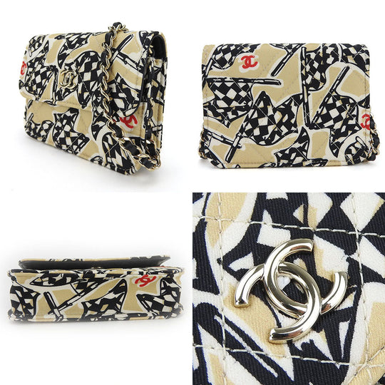 CHANEL Shoulder Bag Canvas, Leather beige Mini-minimatrasse Women Used Authentic
