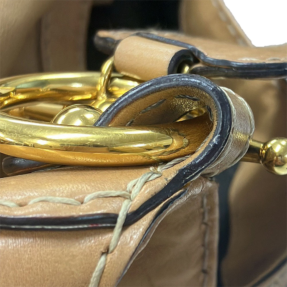GUCCI Shoulder Bag 203542 leather beige Women Used Authentic