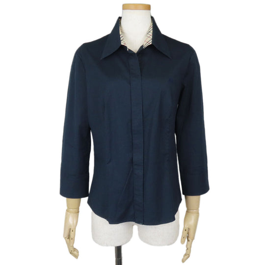BURBERRY LONDON Long sleeve shirt Cotton, Polyurethane Navy Women 40 Used Authentic