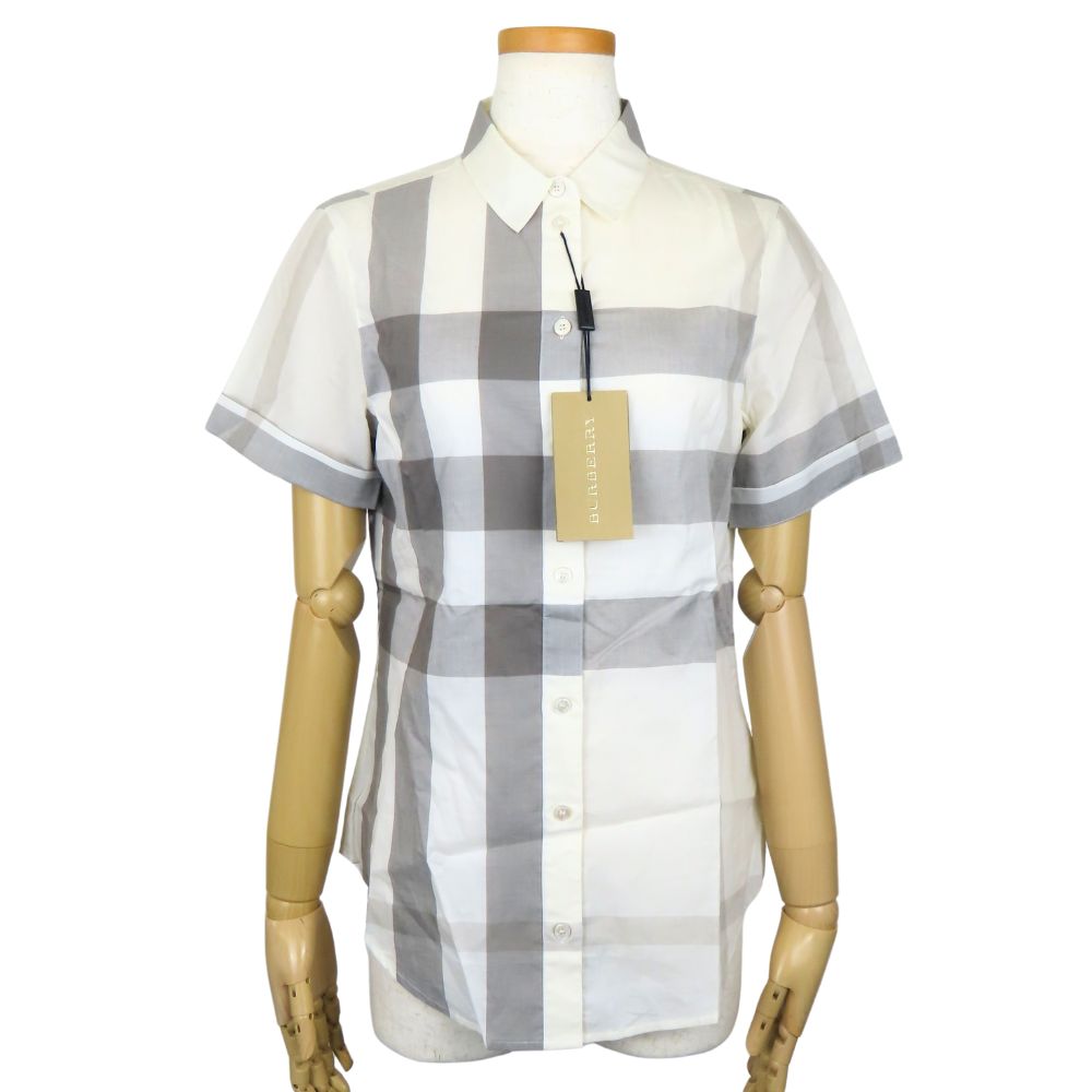 BURBERRY Short sleeve shirt cotton off white Unused storage item Women XS Used Authentic