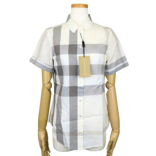 BURBERRY Short sleeve shirt cotton off white Unused storage item Women XS Used Authentic