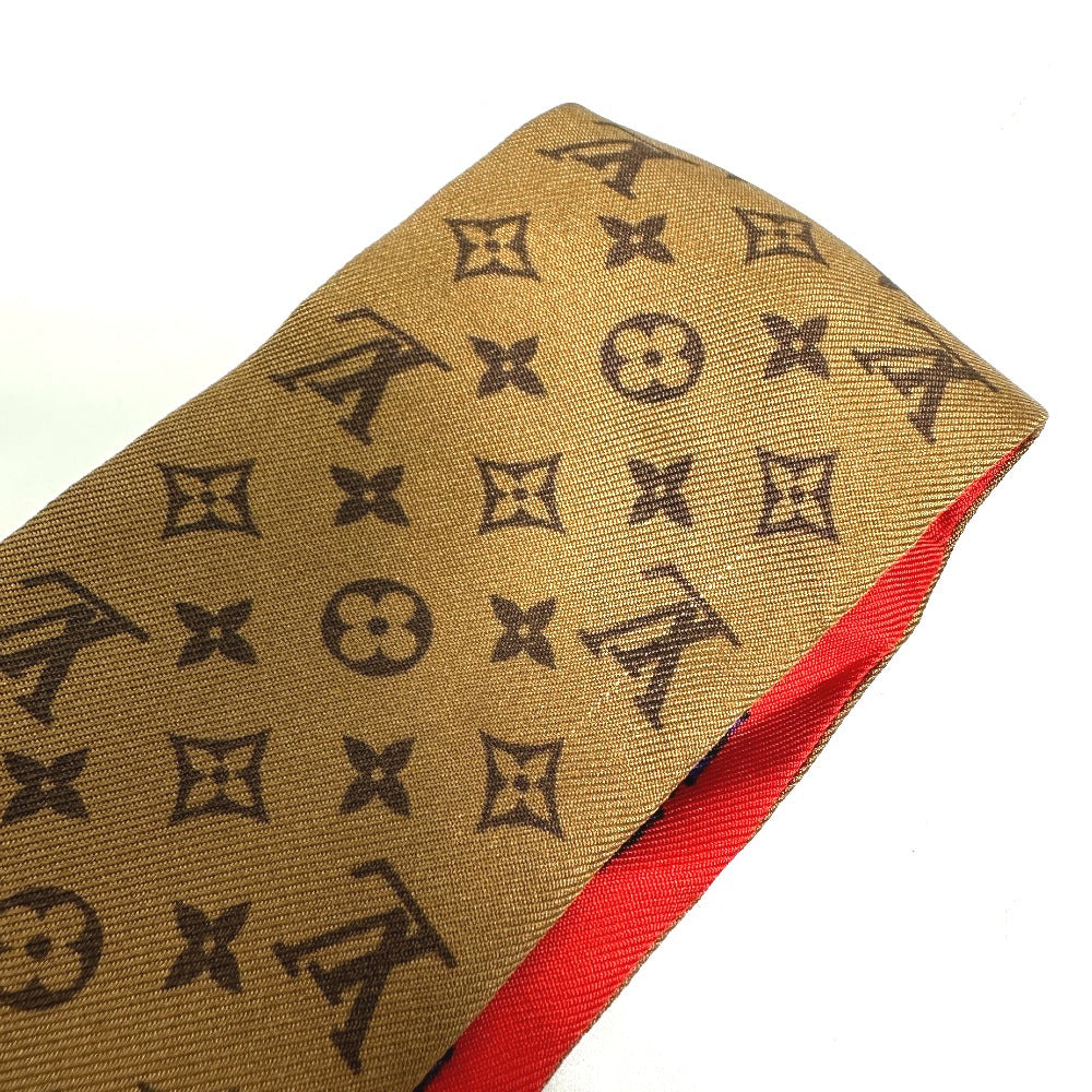 LOUIS VUITTON scarf MP1943 silk Brown Monogram Bando BB Kabuki Sticker Women Secondhand Authentic