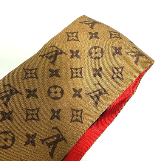 LOUIS VUITTON scarf MP1943 silk Brown Monogram Bando BB Kabuki Sticker Women Secondhand Authentic