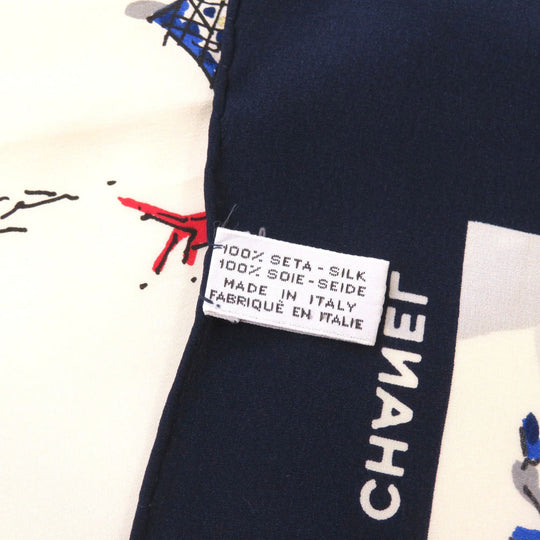 CHANEL scarf silk beige Coco Chanel Women Used Authentic