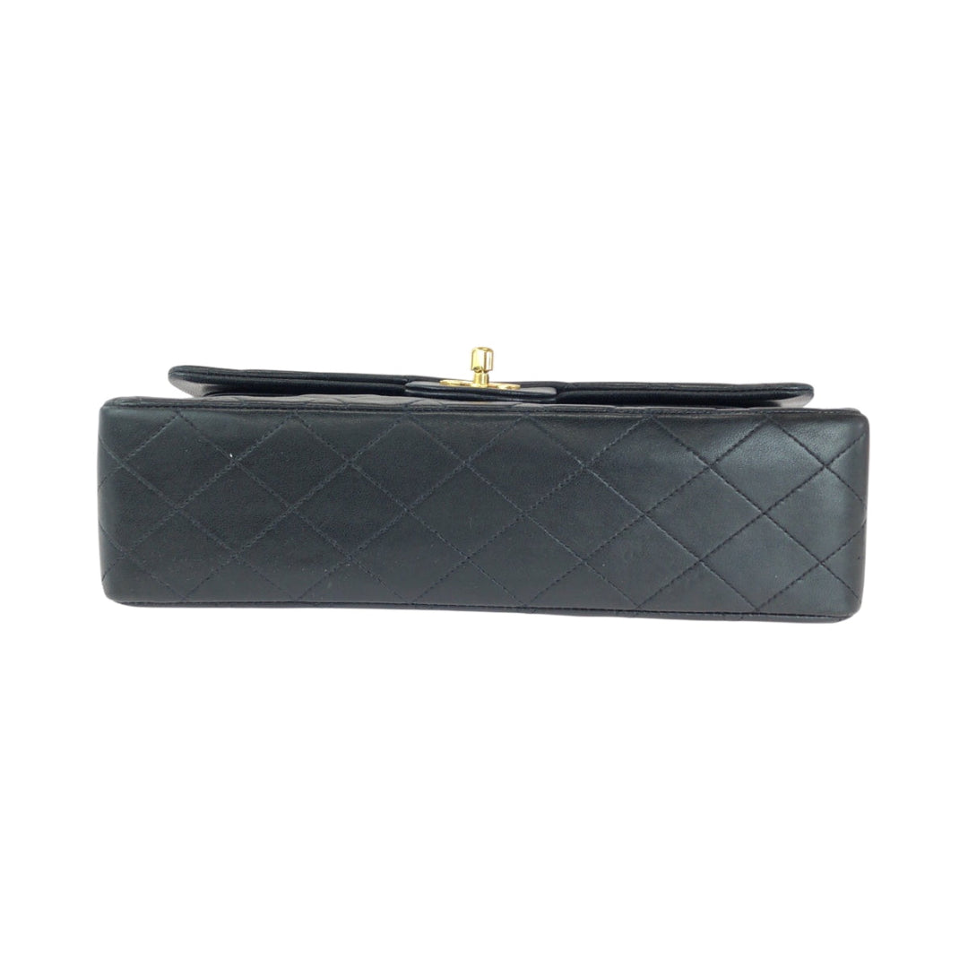 CHANEL Shoulder Bag lambskin Black GoldMetal ChainShoulder Bag Mattasse double flap COCO Mark Turnlock Women Used Authentic