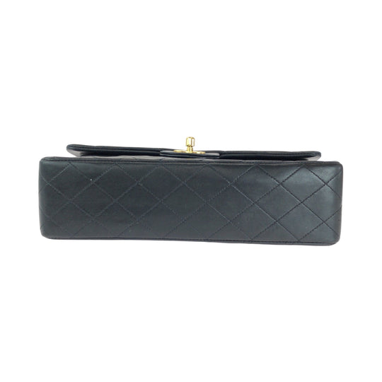 CHANEL Shoulder Bag lambskin Black GoldMetal ChainShoulder Bag Mattasse double flap COCO Mark Turnlock Women Used Authentic