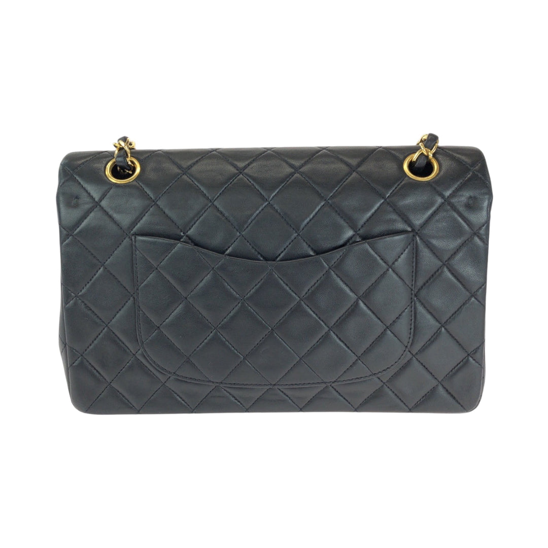 CHANEL Shoulder Bag lambskin Black GoldMetal ChainShoulder Bag Mattasse double flap COCO Mark Turnlock Women Used Authentic