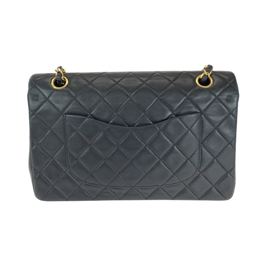 CHANEL Shoulder Bag lambskin Black GoldMetal ChainShoulder Bag Mattasse double flap COCO Mark Turnlock Women Used Authentic