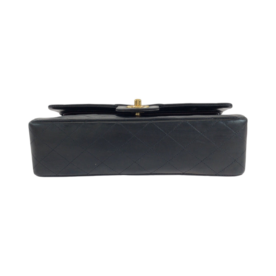 CHANEL Shoulder Bag lambskin Black GoldMetal ChainShoulder Bag Shoulder Matrasse W flap COCO Mark Turnlock Women Used Authentic