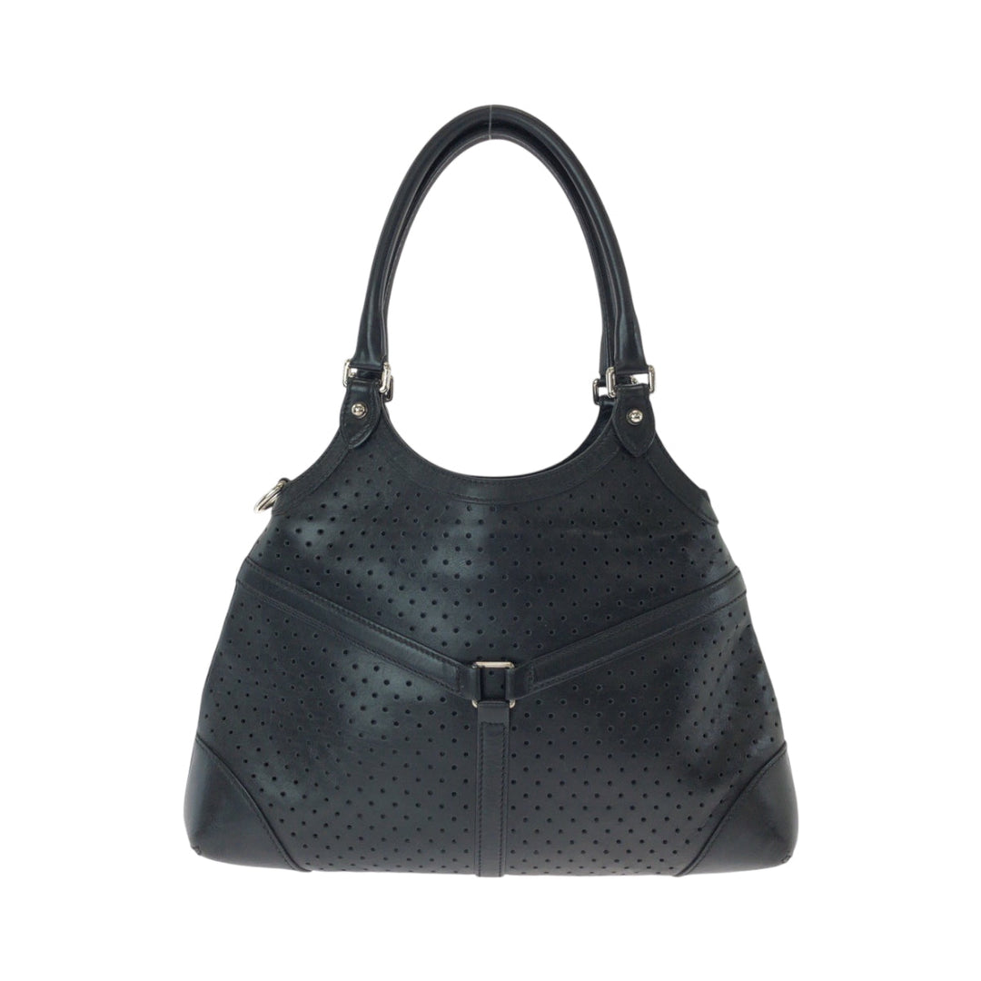 GUCCI Shoulder Bag 114875 leather Black SilverMetal Hobo Shoulder Bag Interlocking Women Used Authentic