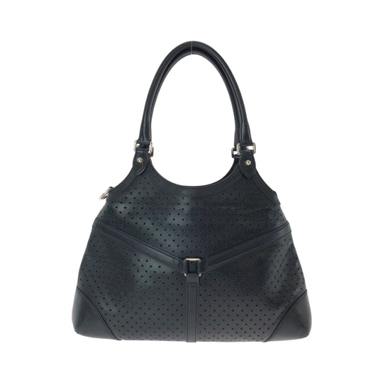 GUCCI Shoulder Bag 114875 leather Black SilverMetal Hobo Shoulder Bag Interlocking Women Used Authentic