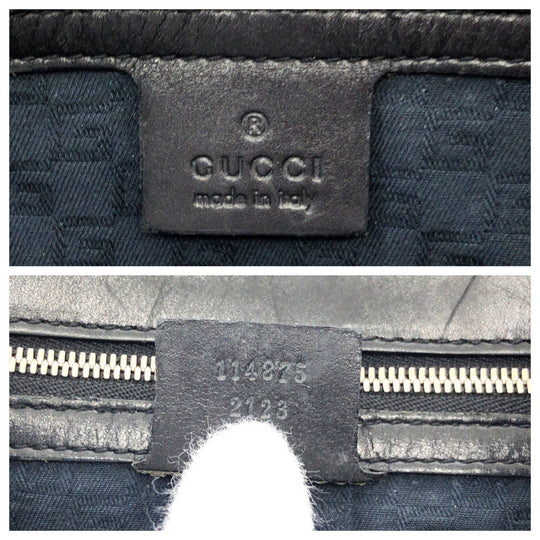 GUCCI Shoulder Bag 114875 leather Black SilverMetal Hobo Shoulder Bag Interlocking Women Used Authentic