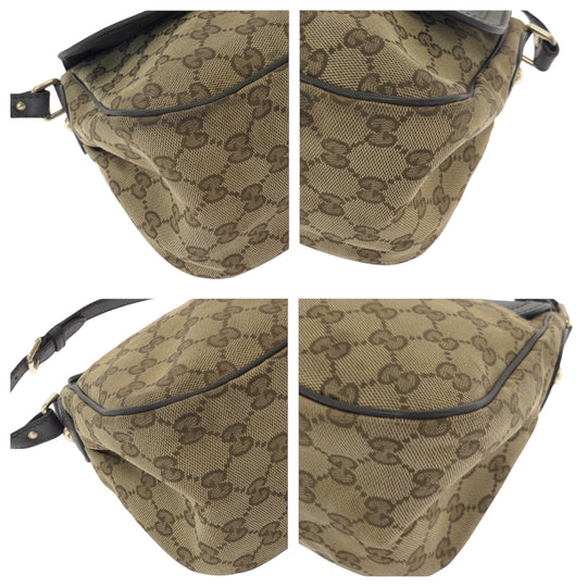 GUCCI Shoulder Bag 308452 GG canvas, leather Brown Beige Gold Metal Shoulder Bag pochette Sukey Women Used Authentic