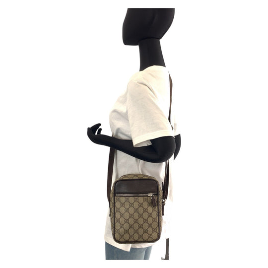 GUCCI Shoulder Bag 101680 GG Supreme canvas, leather Beige brown Shoulder Bag pochette Women Used Authentic