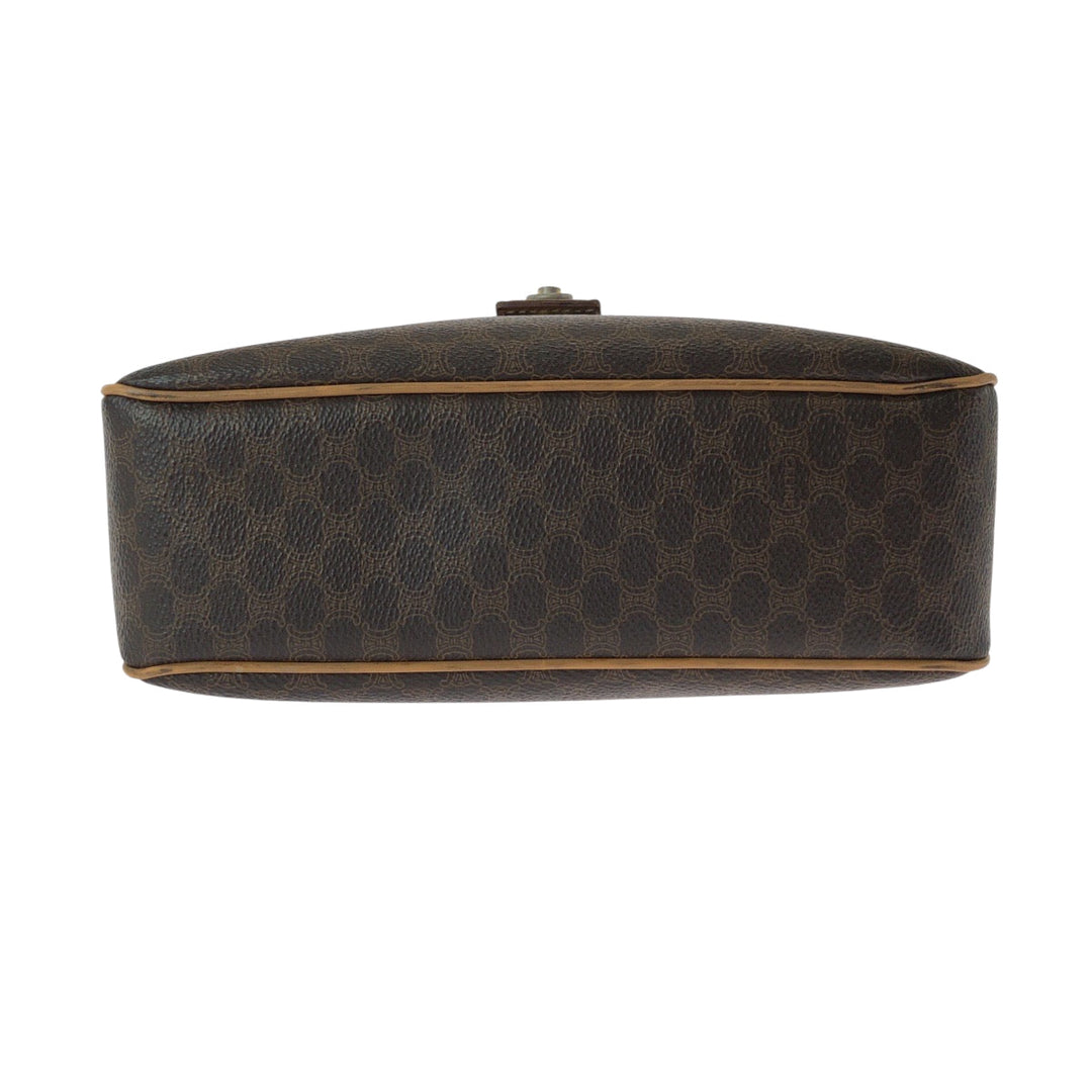 CELINE Shoulder Bag M13 PVC Brown Gold Metal Shoulder Bag pochette Macadam Pattern Women Used Authentic