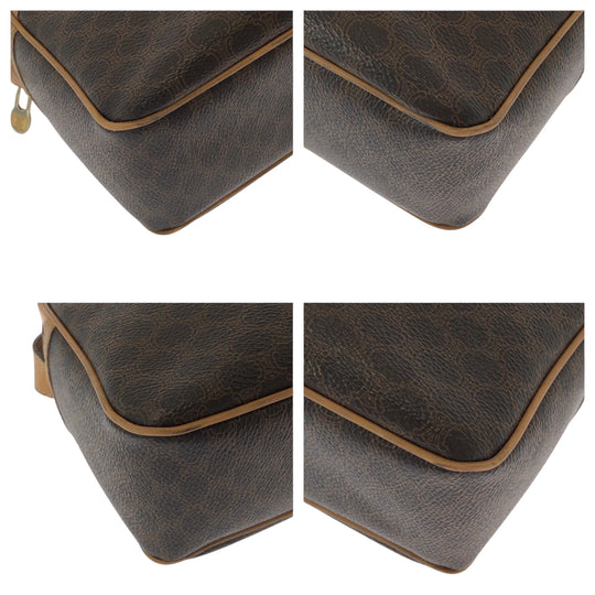 CELINE Shoulder Bag M13 PVC Brown Gold Metal Shoulder Bag pochette Macadam Pattern Women Used Authentic