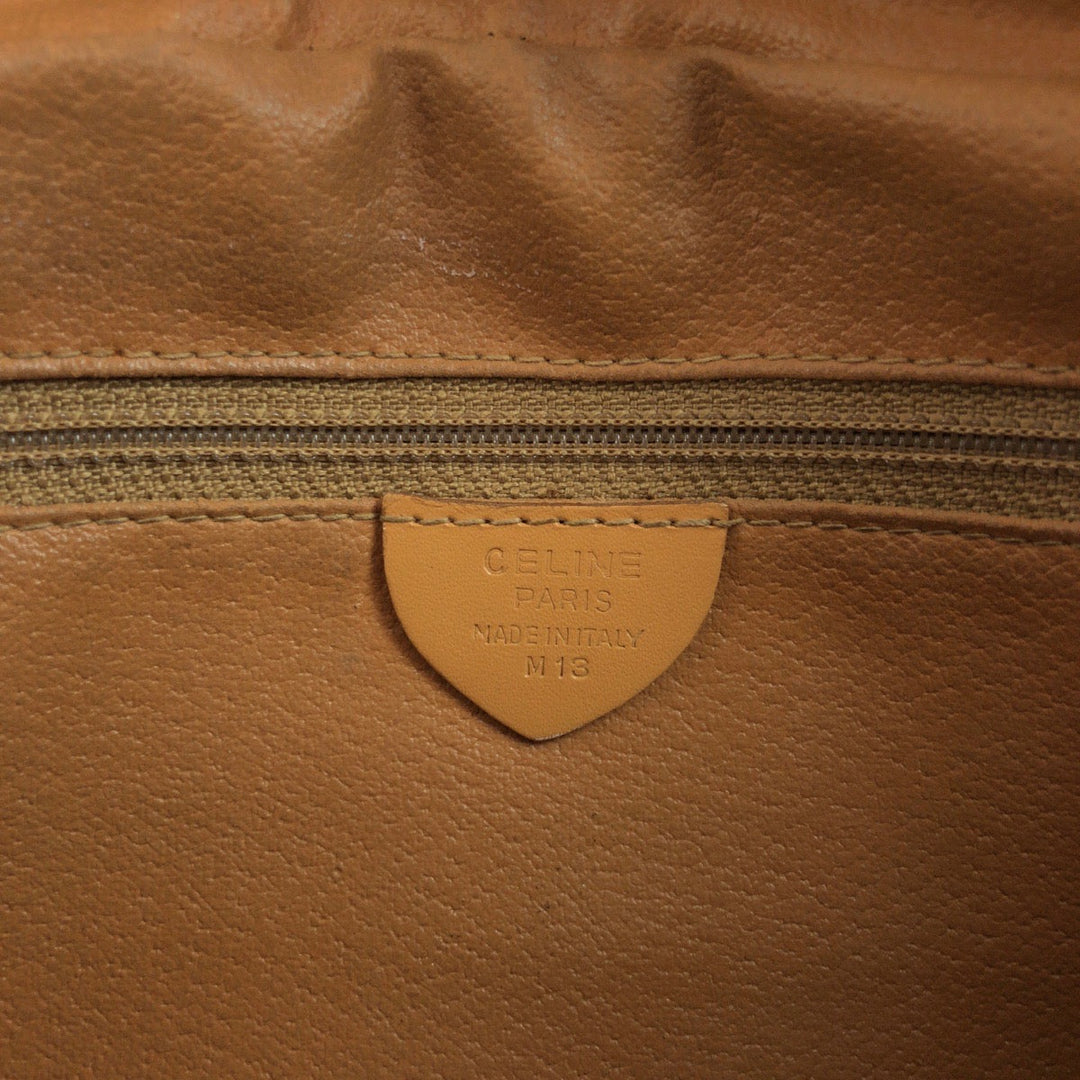 CELINE Shoulder Bag M13 PVC Brown Gold Metal Shoulder Bag pochette Macadam Pattern Women Used Authentic