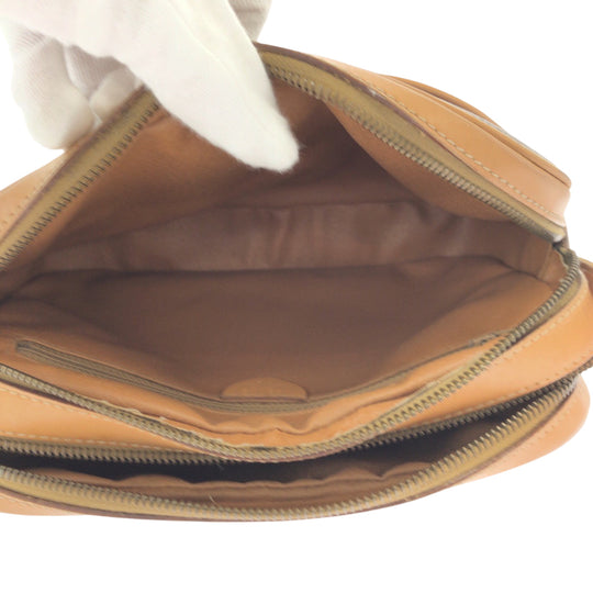 CELINE Shoulder Bag M13 PVC Brown Gold Metal Shoulder Bag pochette Macadam Pattern Women Used Authentic