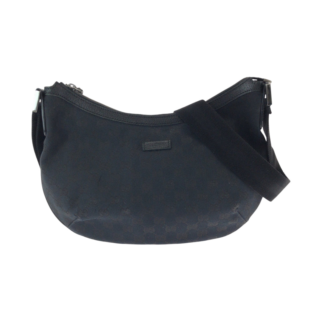 GUCCI Shoulder Bag 131092 GG canvas Black SilverMetal Shoulder Bag pochette Women Used Authentic