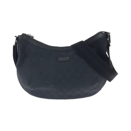 GUCCI Shoulder Bag 131092 GG canvas Black SilverMetal Shoulder Bag pochette Women Used Authentic